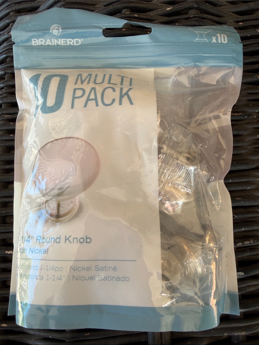 NWT Satin 1 1/4" Nickel Round Cabinet Knobs - Pack of 10